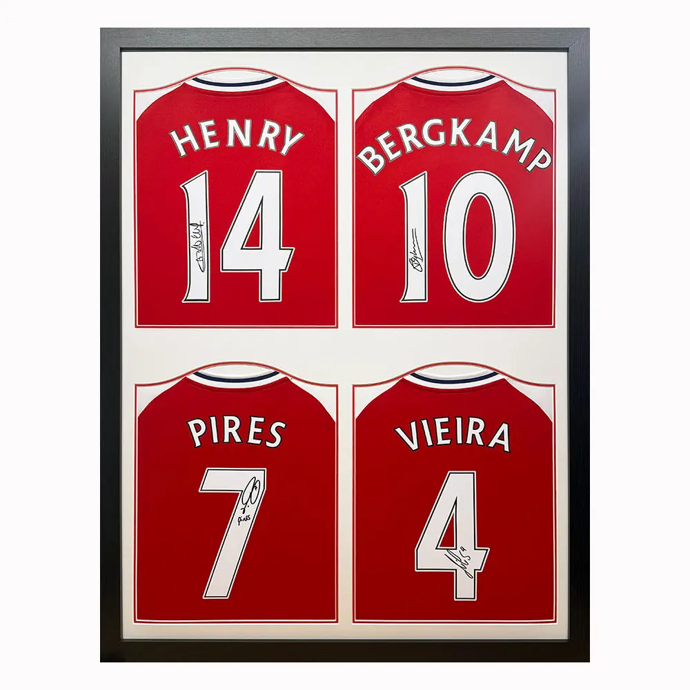 Henry, Bergkamp, Vieira & Pires 4 signed framed shirts display