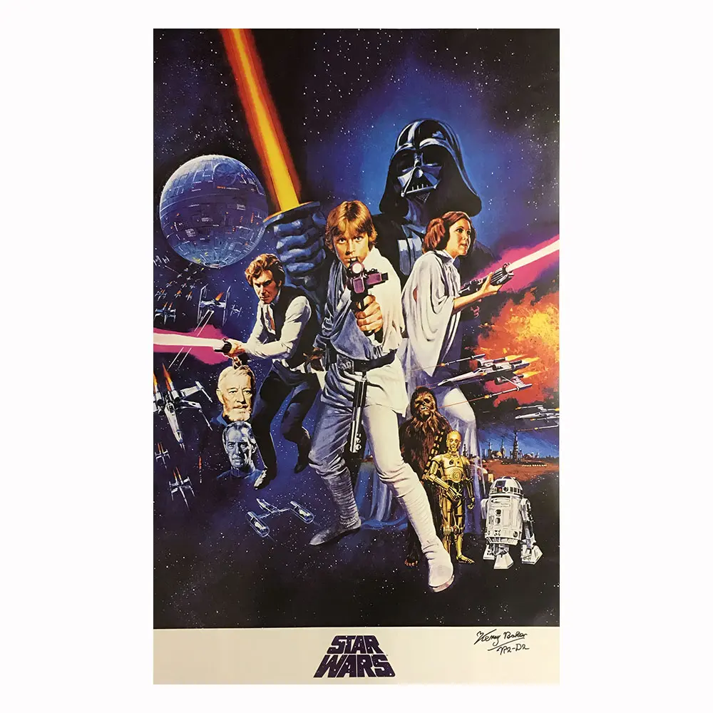 Kenny Baker R2-D2 signed Star Wars A New Hope poster