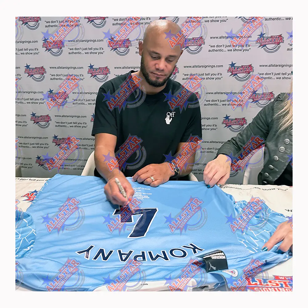Vincent Kompany signed Manchester City career stat shirt