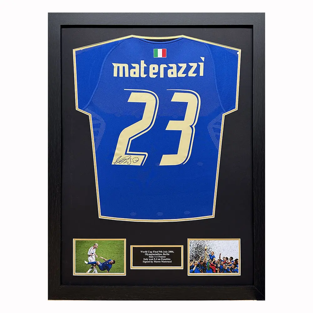 Marco Materazzi framed & signed Italy shirt