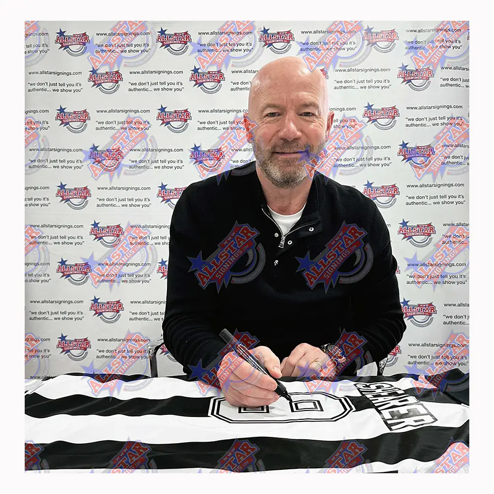 Alan Shearer signed Newcastle United official retro shirt.