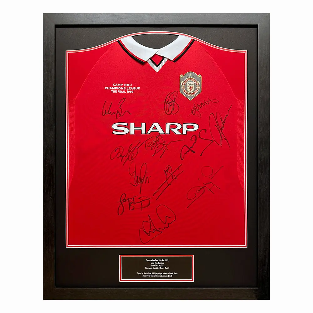 Manchester United multi Signed 1999 Champions League Final shirt.