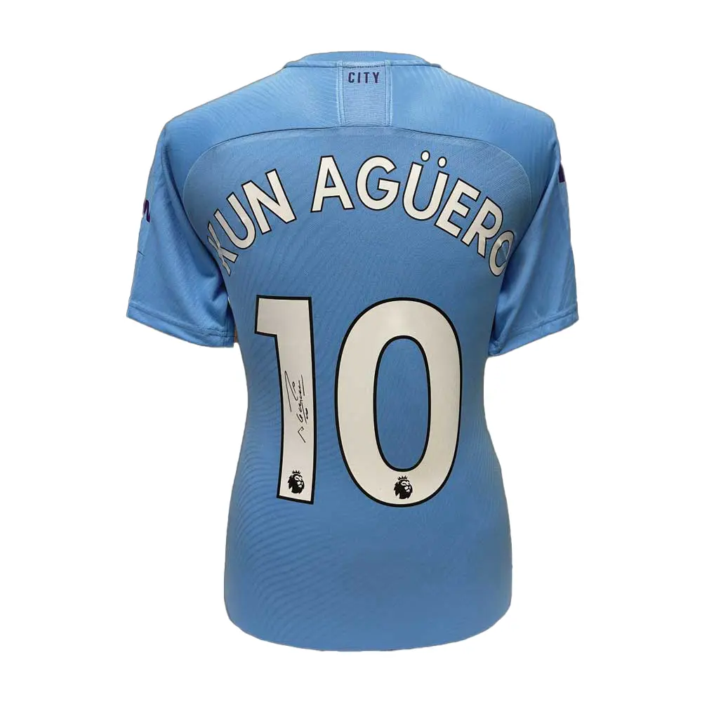 Sergio Aguero signed Manchester City shirt