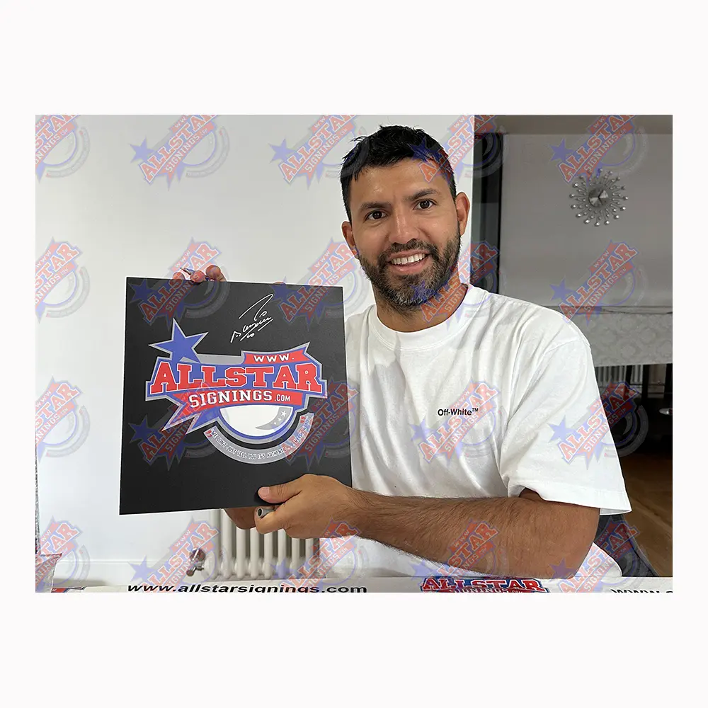 Sergio Aguero signed QPR goal photo