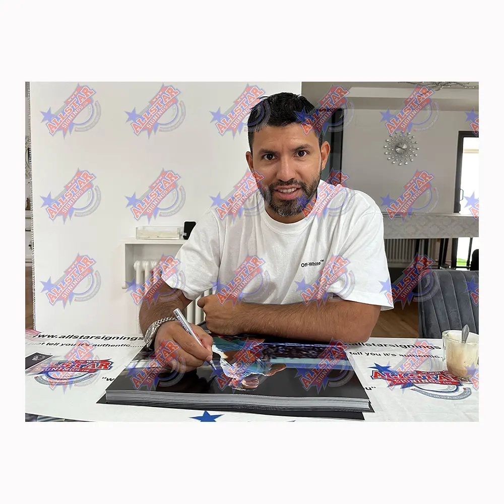 Sergio Aguero signed QPR goal photo