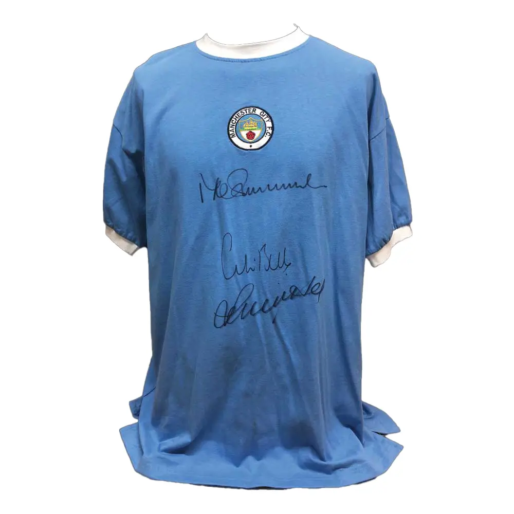 Bell, Lee & Summerbee signed Manchester City shirt