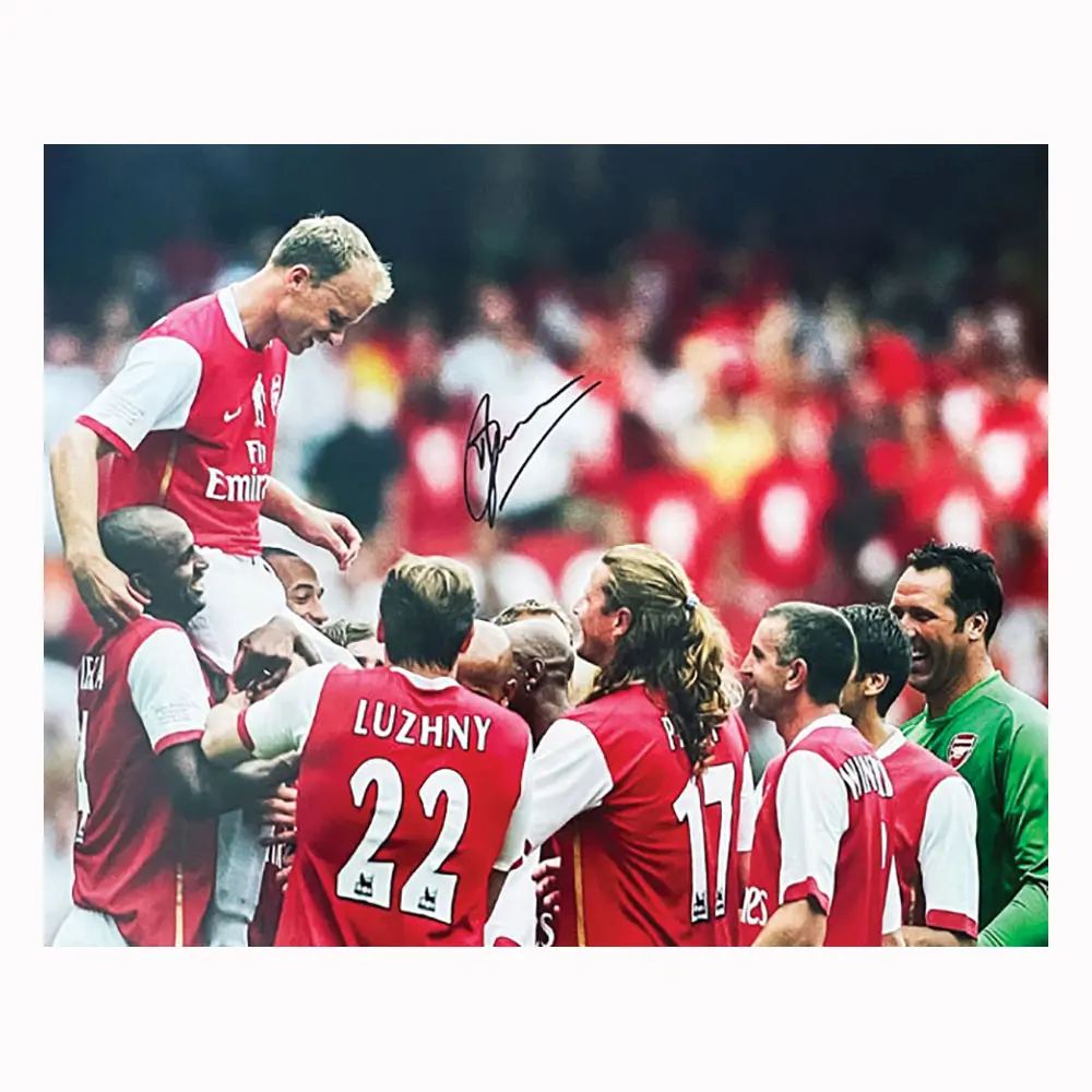 Dennis Bergkamp Signed 16x20 Arsenal testimonial photo