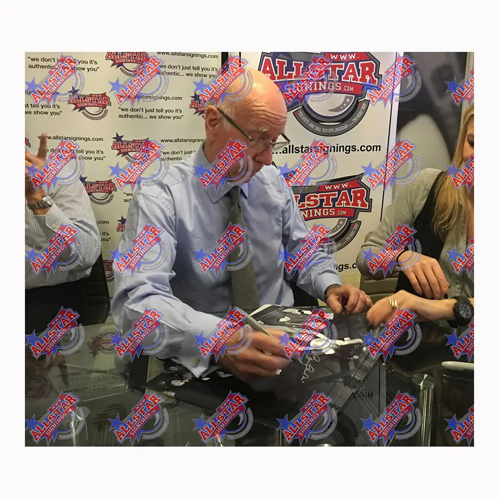 Sir Bobby Charlton signed 1968 European Cup Final photo