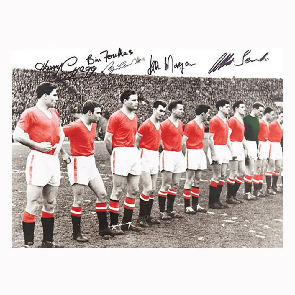 Busby Babes Signed "The Last Lineup" photo signed by 5