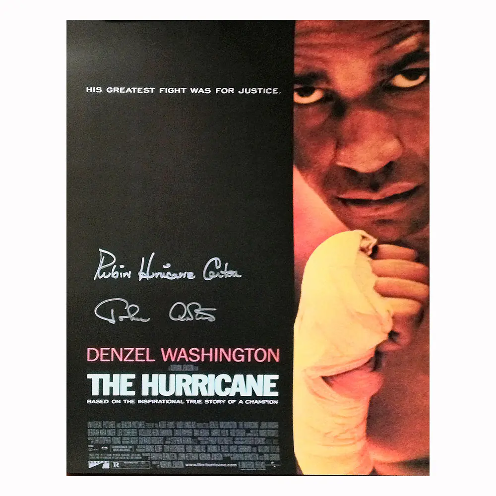 Rubin Hurricane Carter & John Artis signed 24x18 inch The Hurricane movie poster