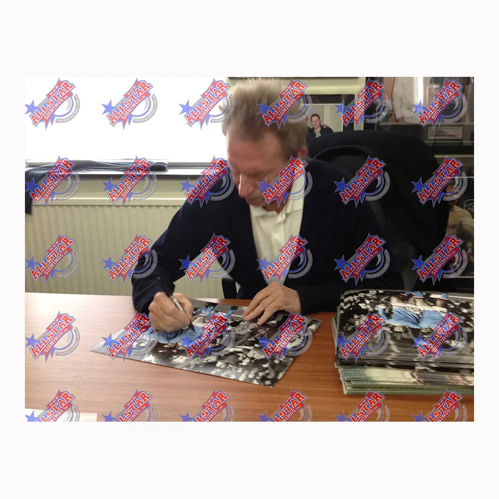 Denis Law & Mike Summerbee dual signed "The Backheel" photo.