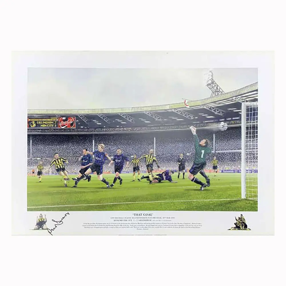 Paul Dickov signed Manchester City 1999 art print