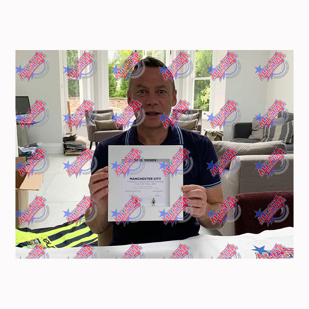 Paul Dickov signed hand painted 1999 Playoff Final Subbuteo style display
