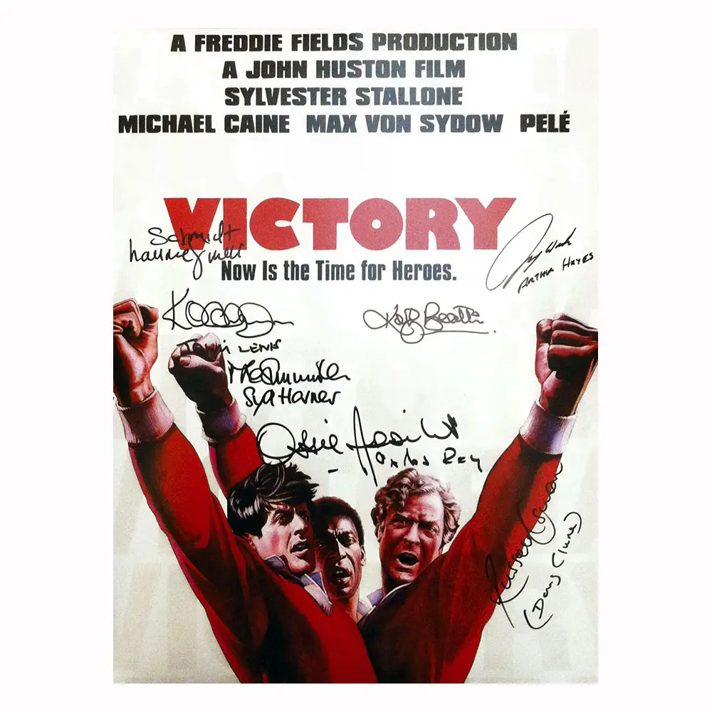 Escape To Victory movie poster signed by 7 players
