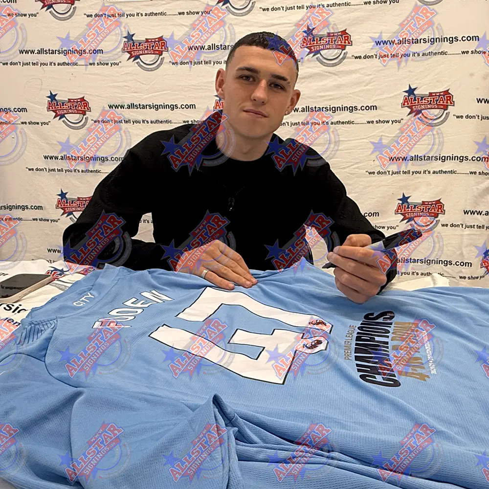 Phil Foden signed 4 In A Row Manchester City 2023/24 home shirt