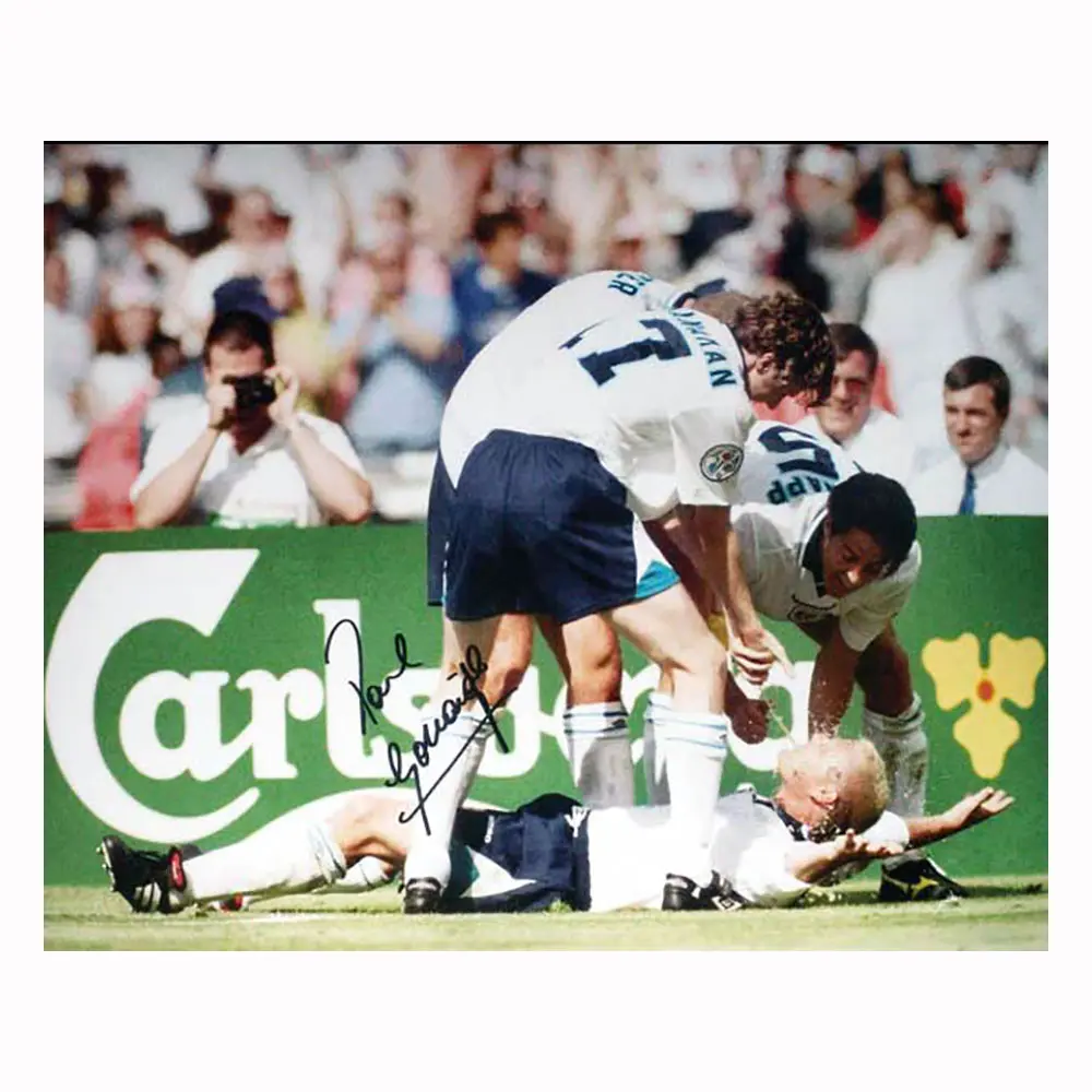 Paul "Gazza" Gascoigne signed "The Dentist Chair" Euro 96 photo
