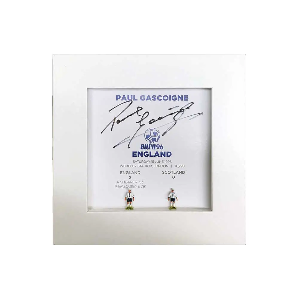 Paul Gazza Gascoigne signed hand painted England Subbuteo style display