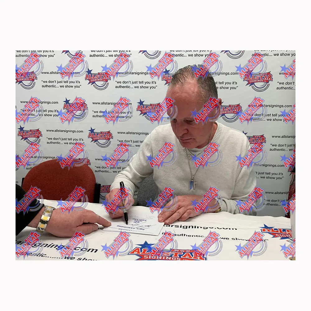 Paul Gazza Gascoigne signed hand painted England Subbuteo style display