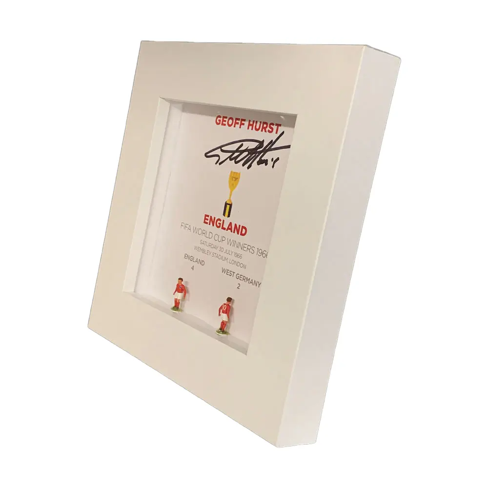 Sir Geoff Hurst signed hand painted England 1966 Subbuteo style display
