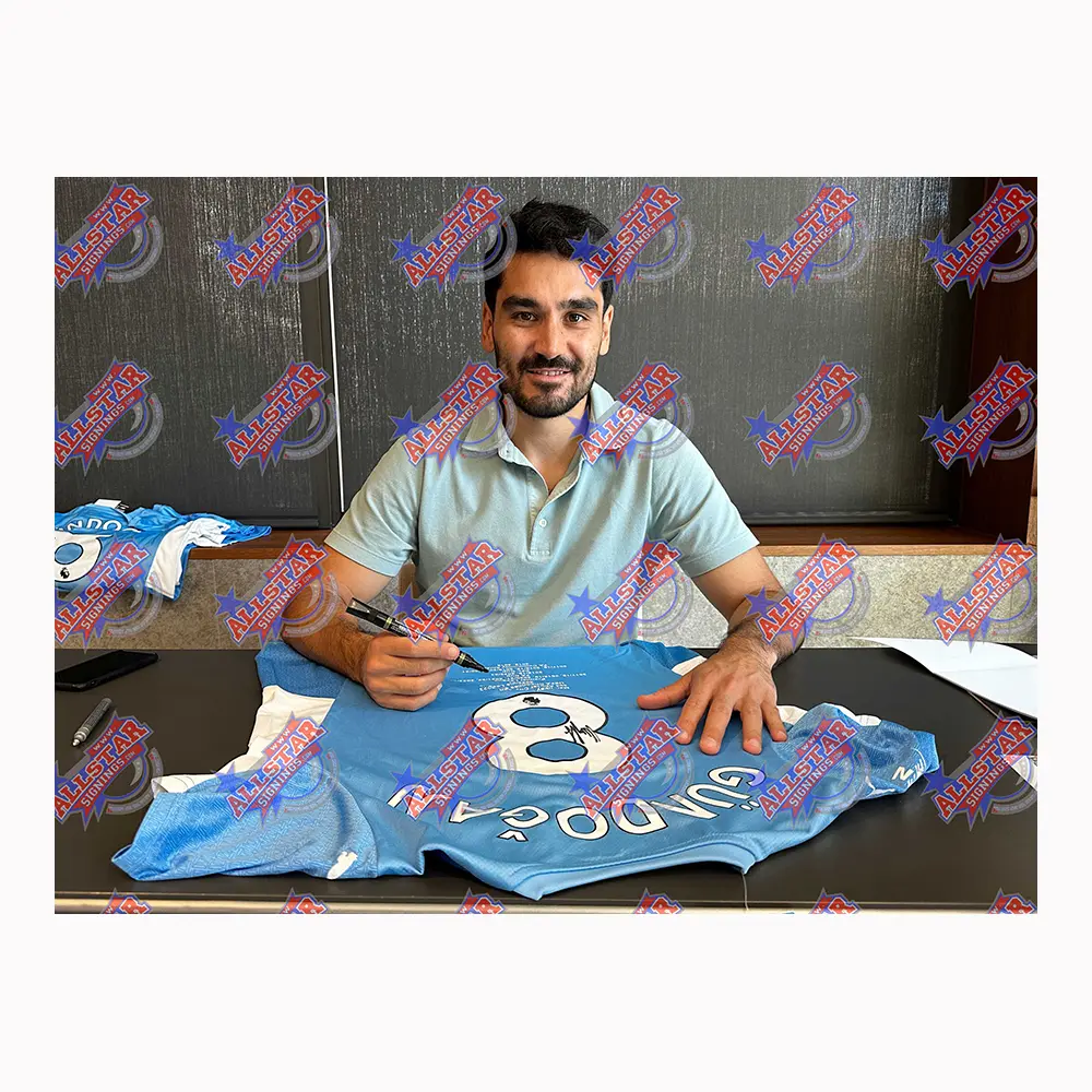 Ilkay Gundogan signed Manchester City shirt career stat shirt