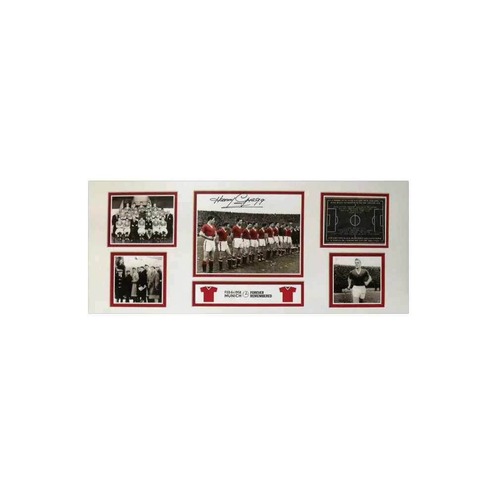 Harry Gregg signed 1958 Busby Babes storyboard
