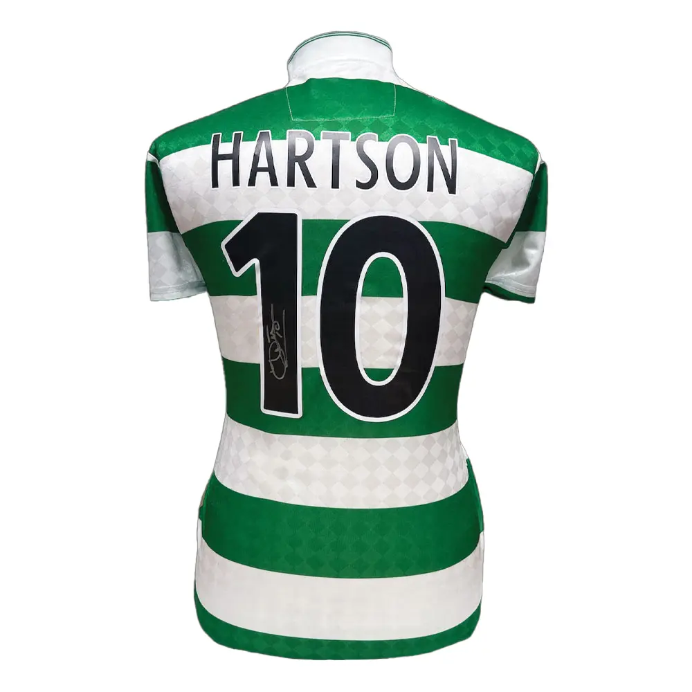 John Hartson signed Celtic retro shirt