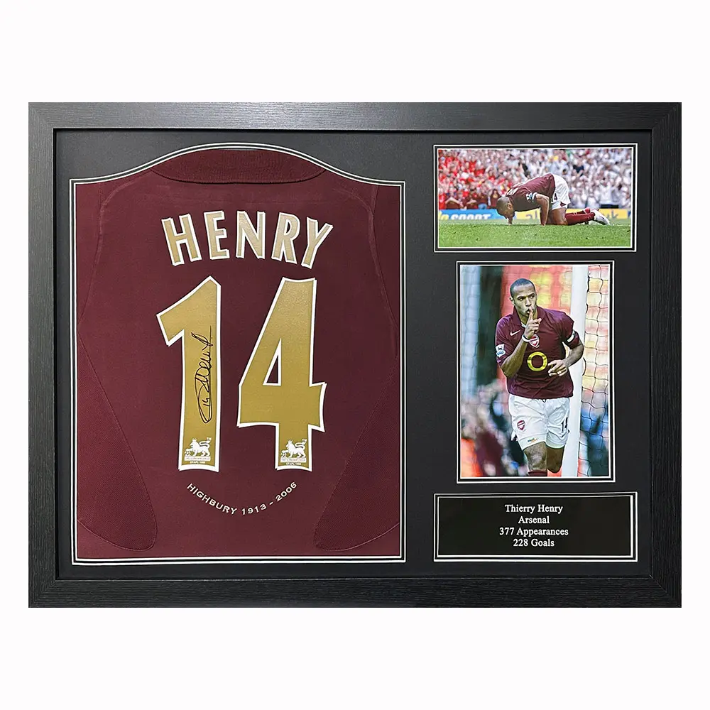 Thierry Henry framed signed 2005/06 Arsenal Redcurrant shirt
