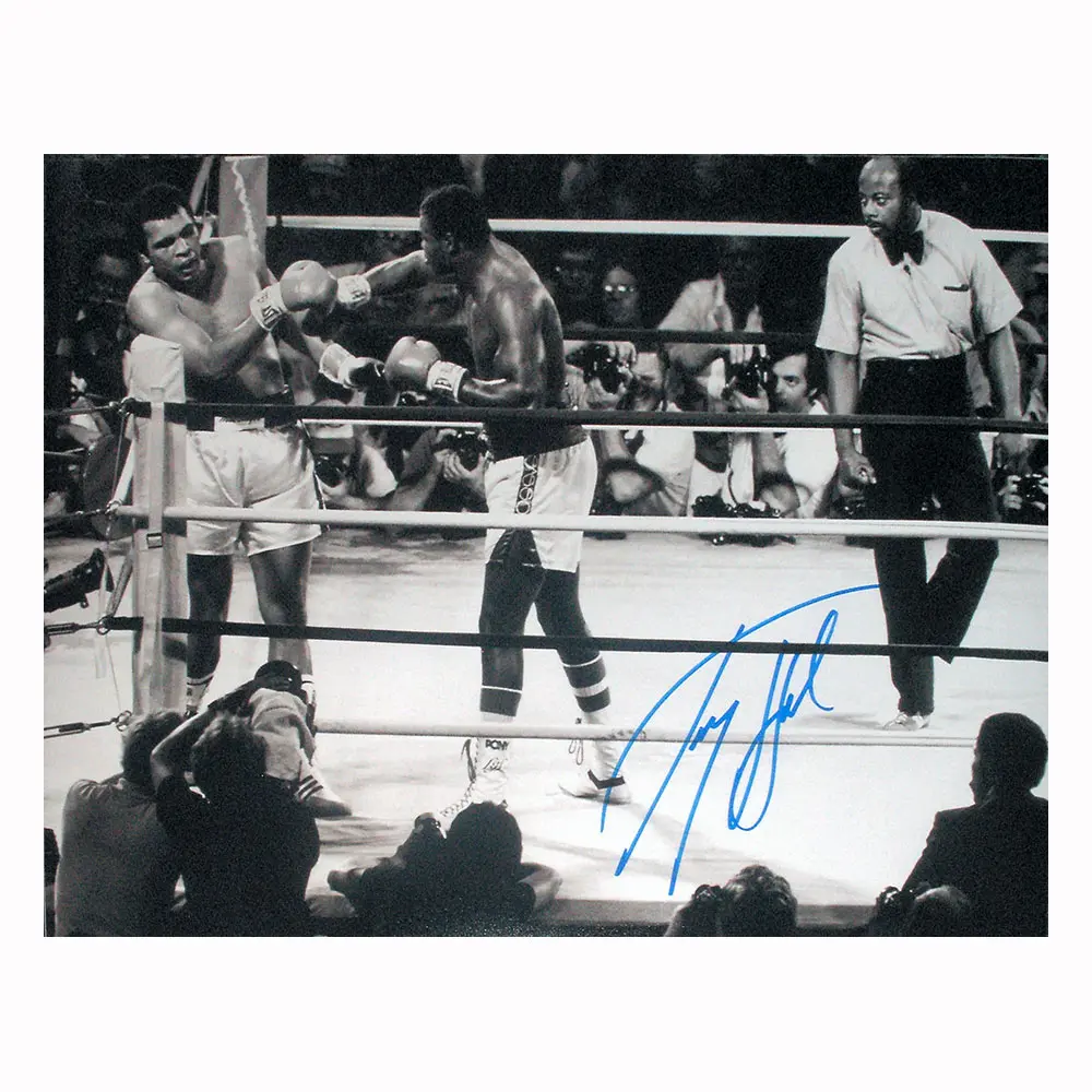 Larry Holmes signed 16x12 photo vs Muhammad Ali