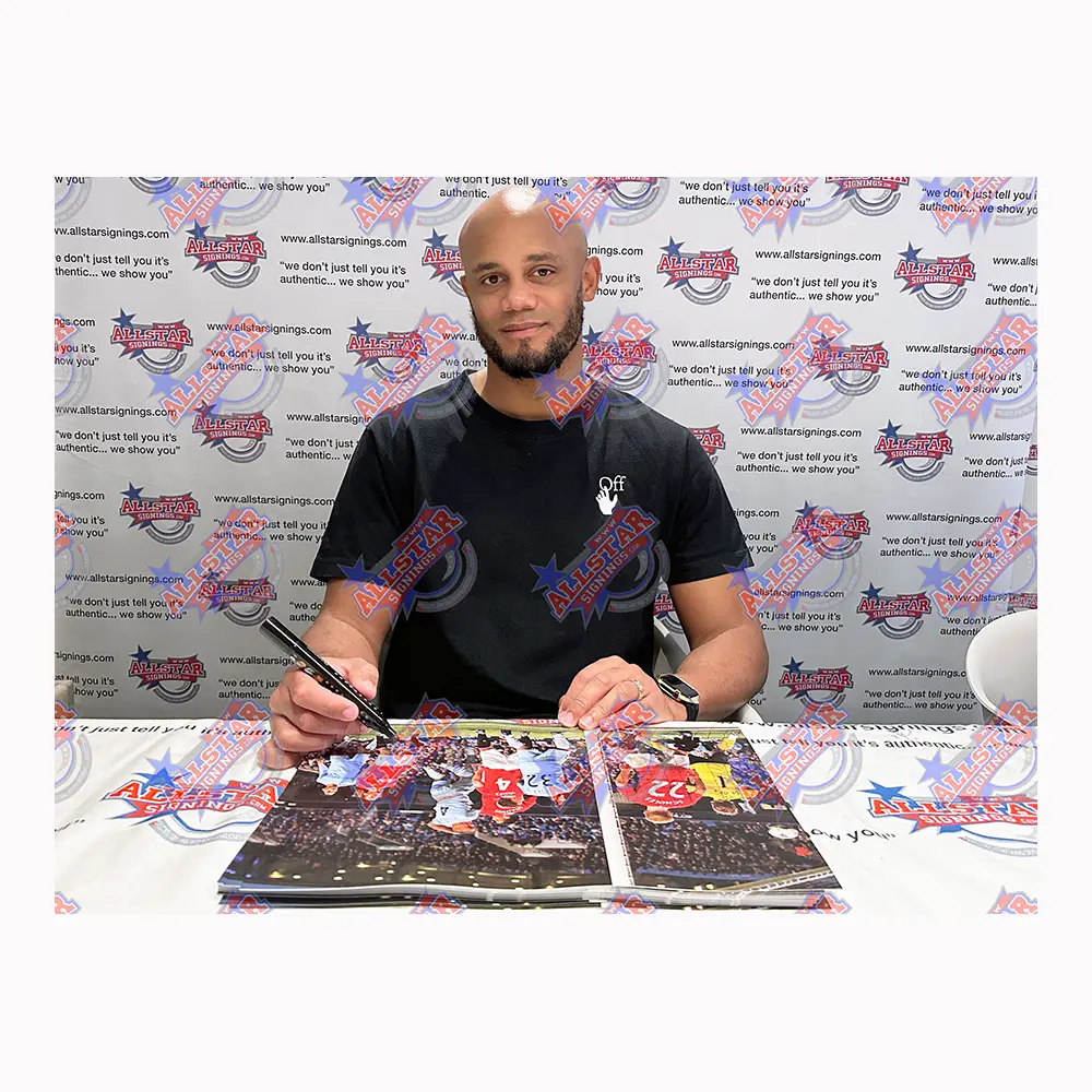 Vincent Kompany signed Manchester Derby goal photo