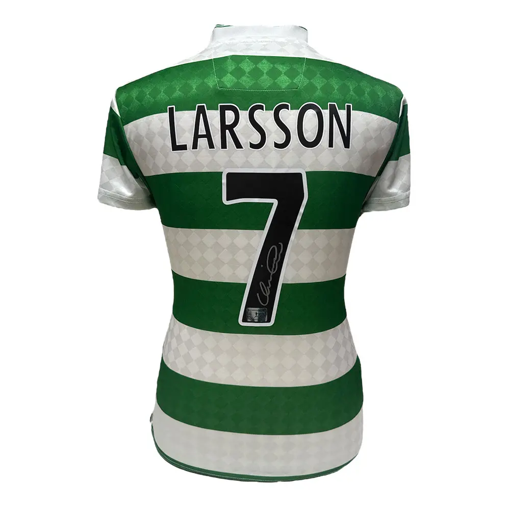 Henrik Larsson signed Celtic Centenary retro shirt