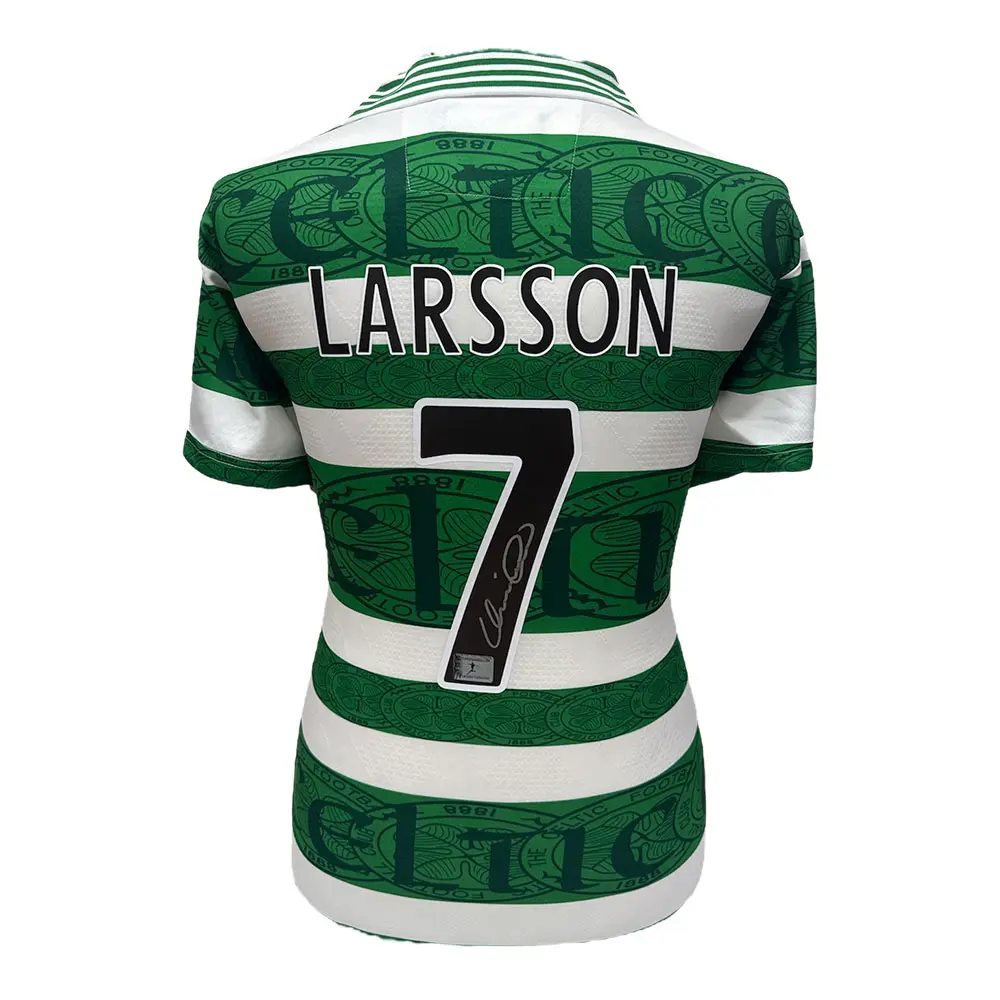 Henrik Larsson signed Celtic 1995/97 official retro shirt