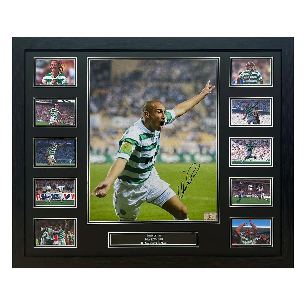 Framed Henrik Larsson Signed Celtic 16x12 Photo