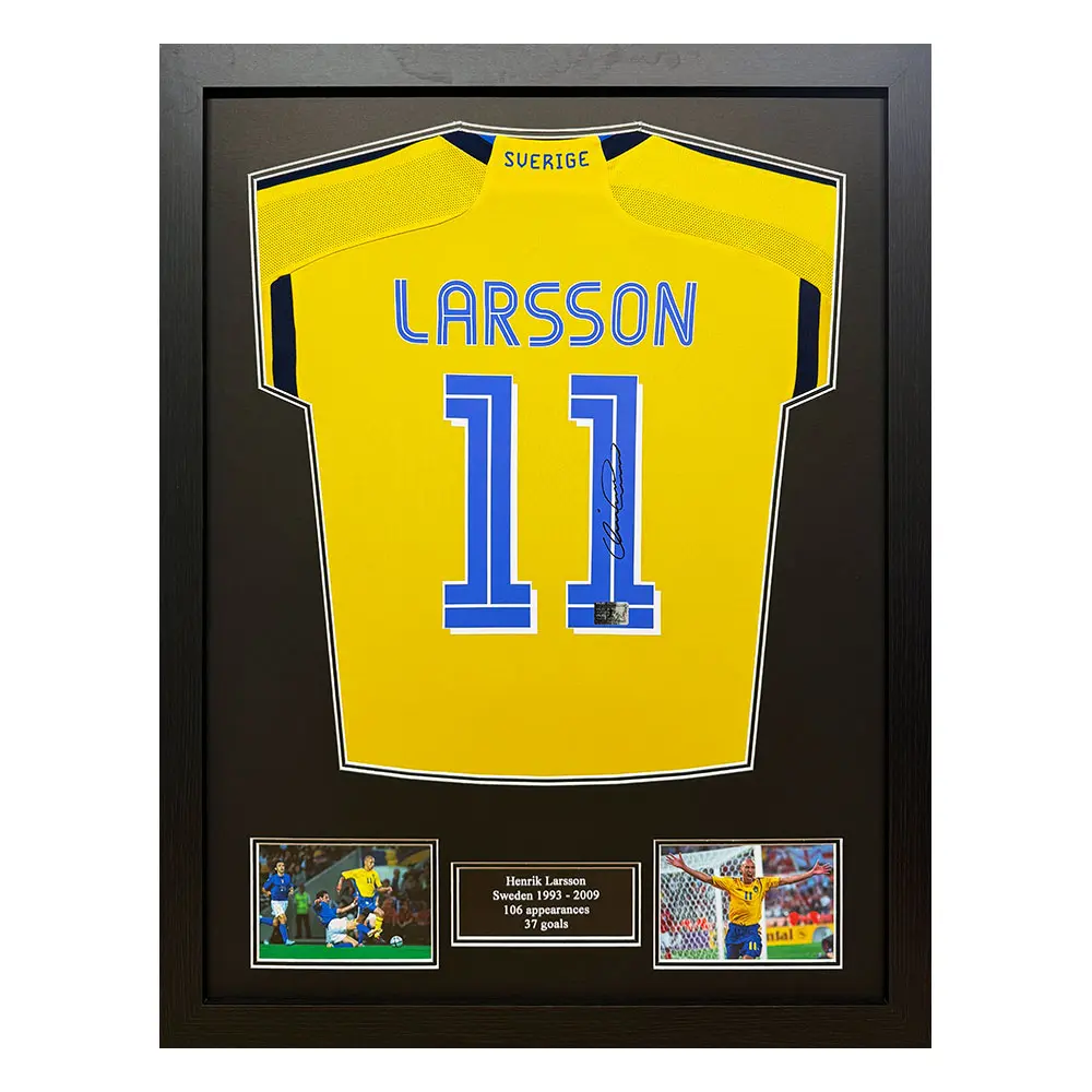 Framed Henrik Larsson Signed Sweden Shirt