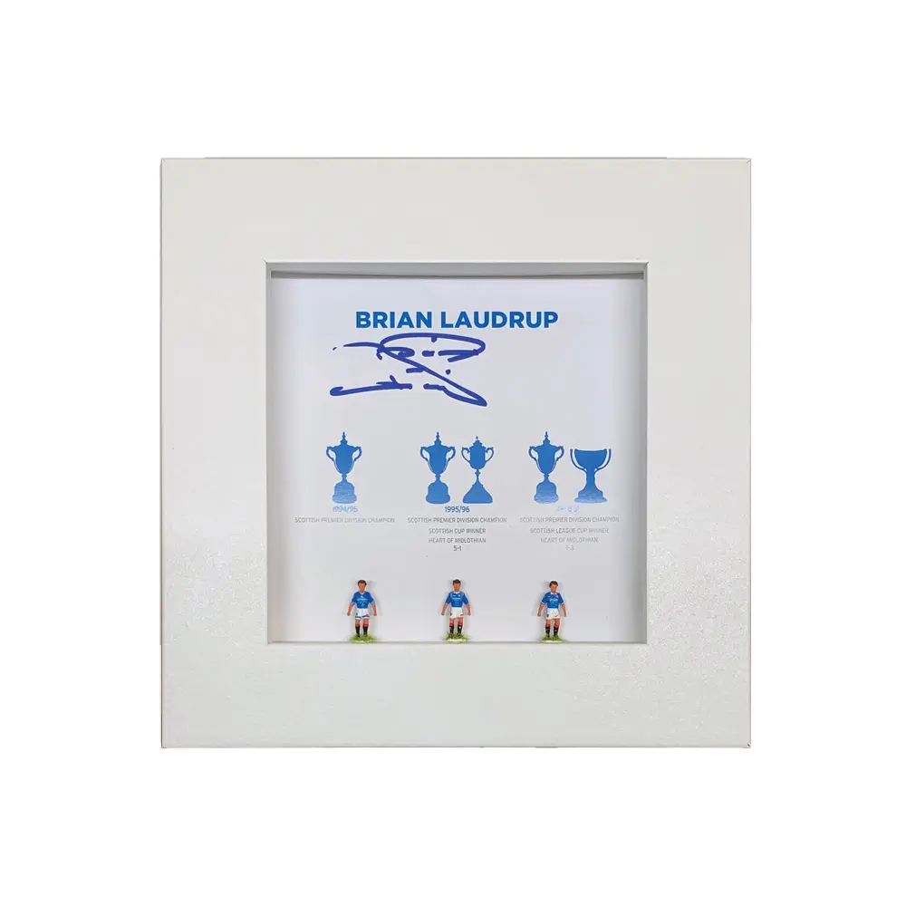 Brian Laudrup signed hand painted Rangers Subbuteo style display