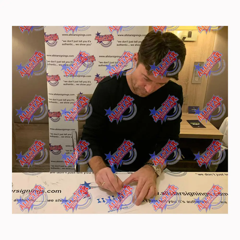Brian Laudrup signed hand painted Rangers Subbuteo style display