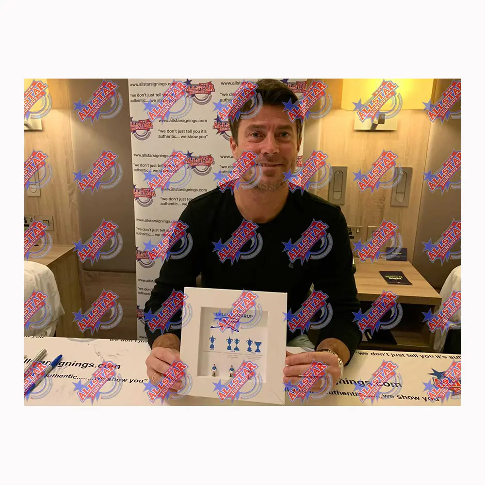 Brian Laudrup signed hand painted Rangers Subbuteo style display