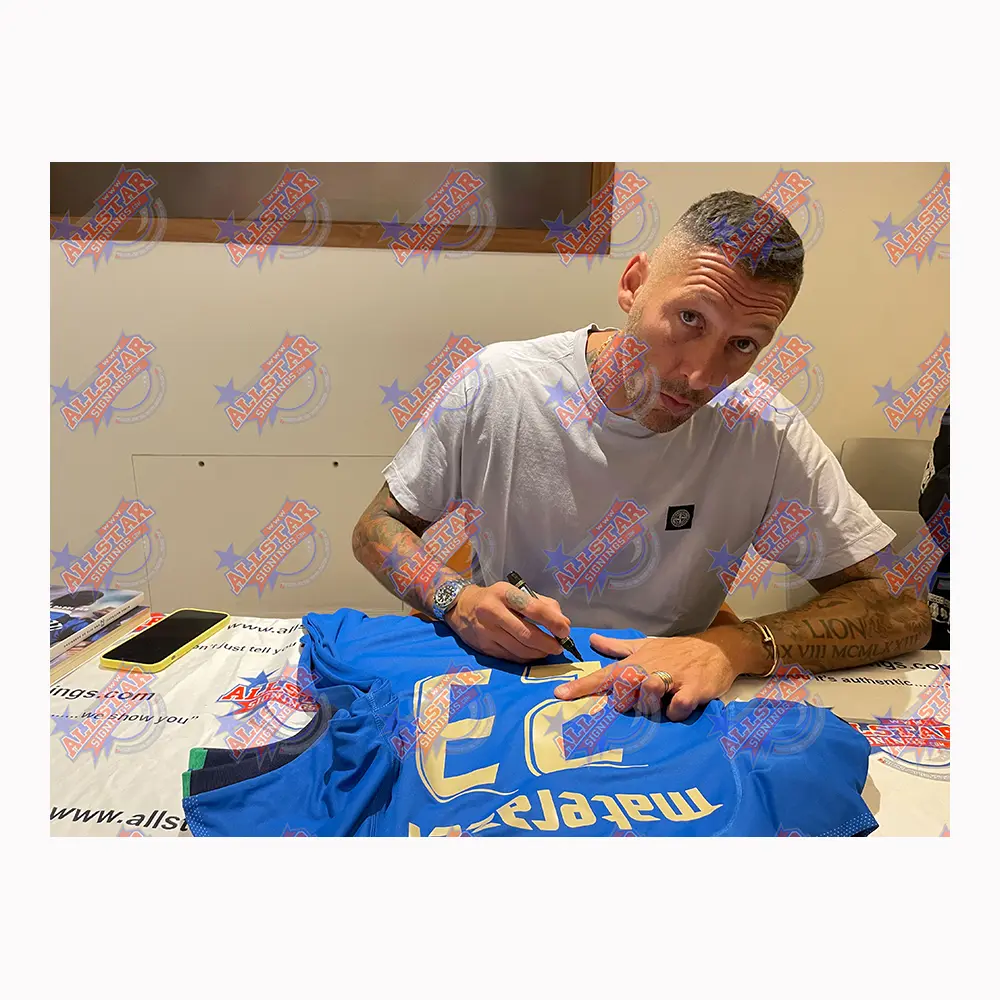 Marco Materazzi framed & signed Italy shirt