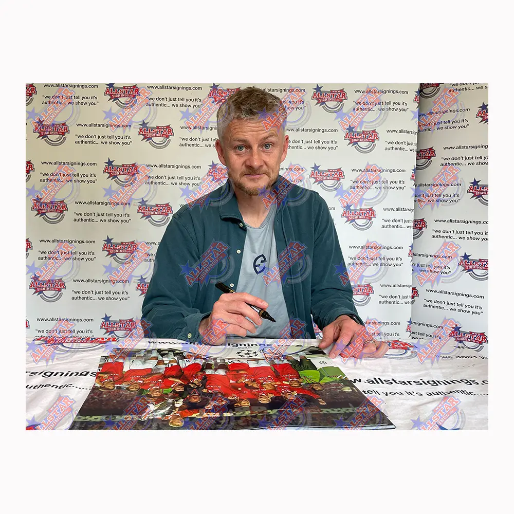 Solskjaer & Sheringham Dual Signed 1999 Champions League Final photo