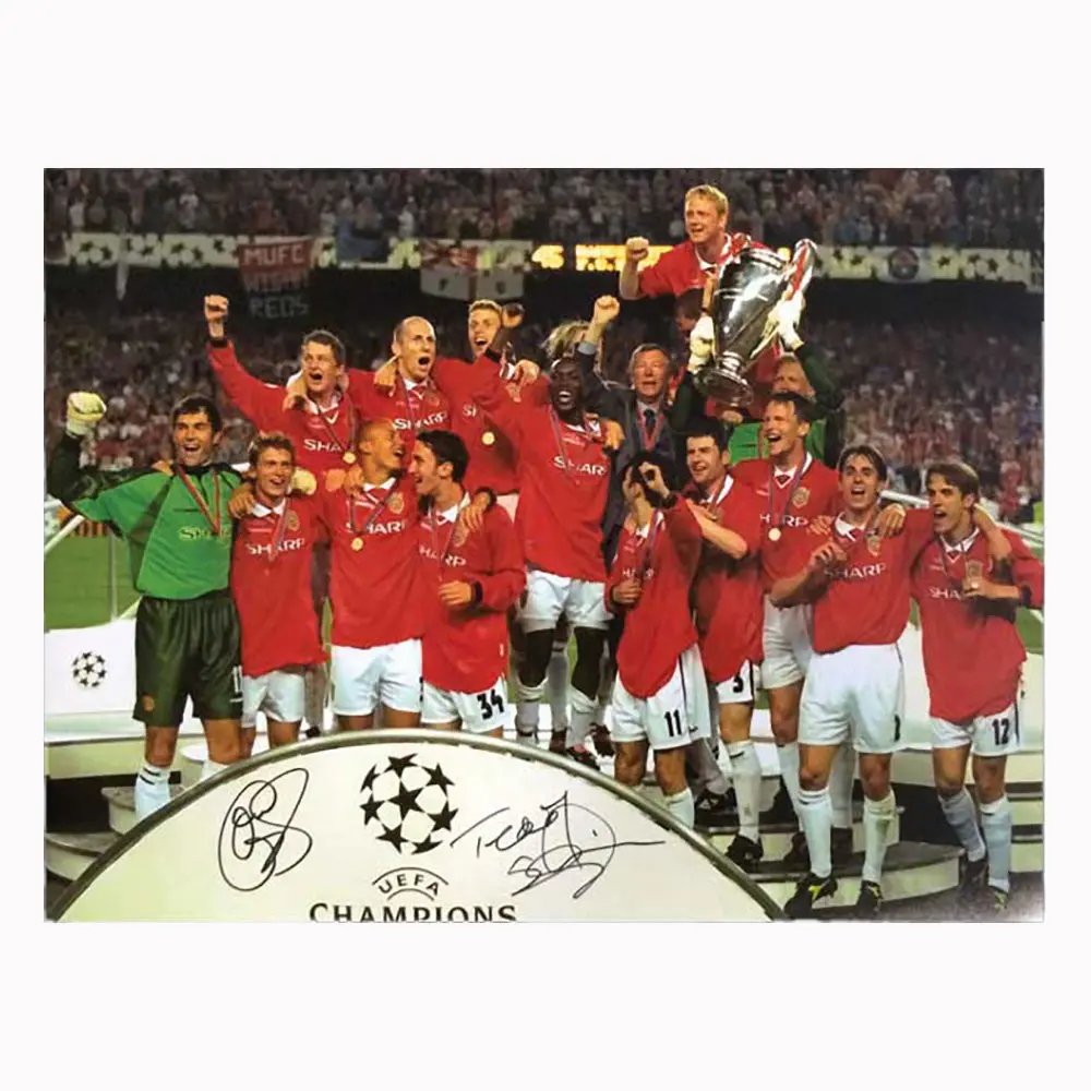 Solskjaer & Sheringham Dual Signed 1999 Champions League Final photo