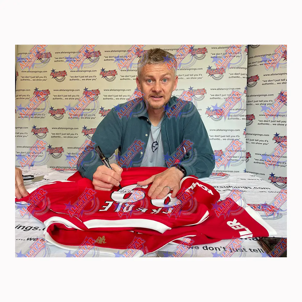 Solskjaer & Sheringham dual signed Manchester United Treble 1999 Shirt