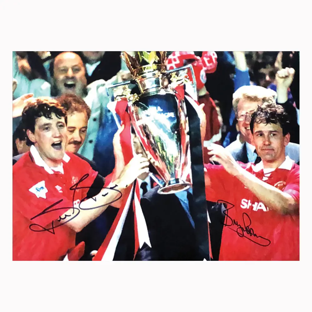 Bryan Robson & Steve Bruce dual signed photo