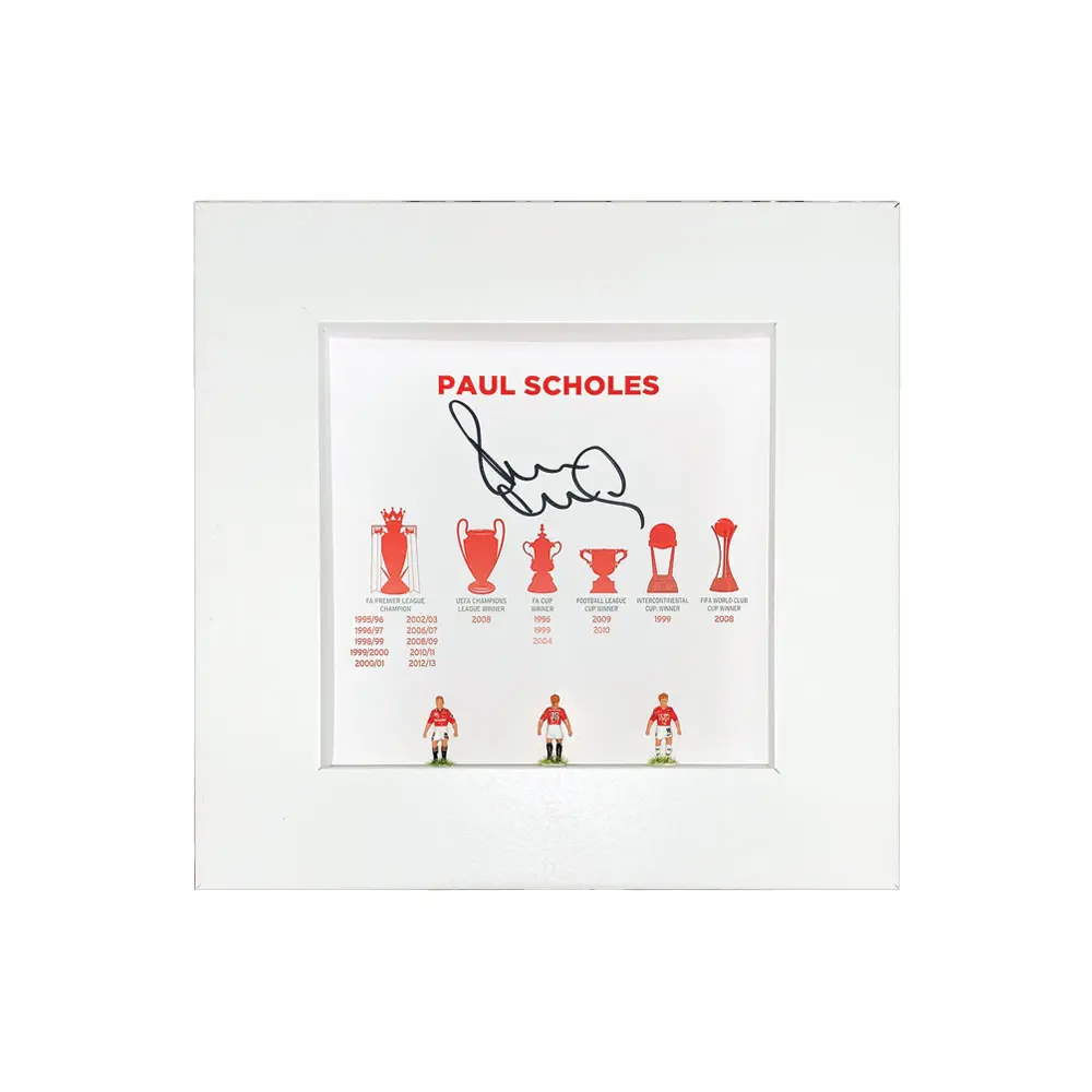 Paul Scholes signed hand painted Subbuteo style career display