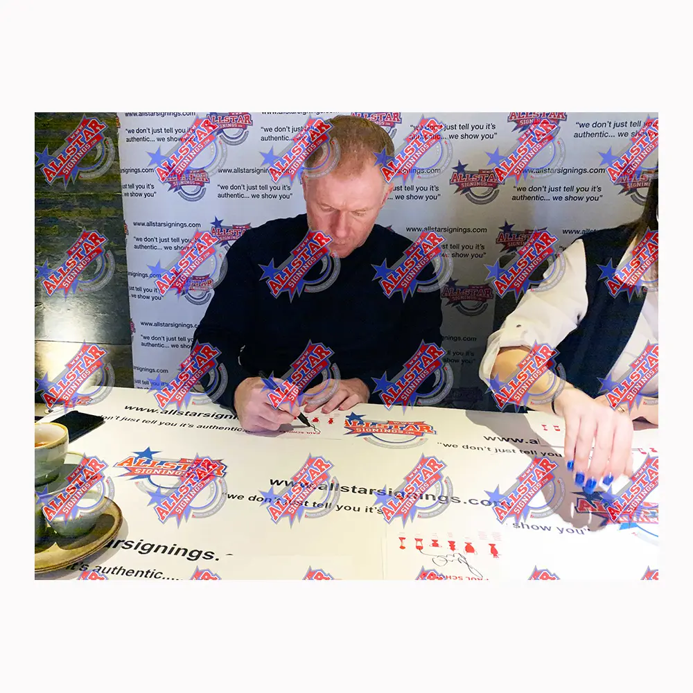 Paul Scholes signed hand painted Subbuteo style career display