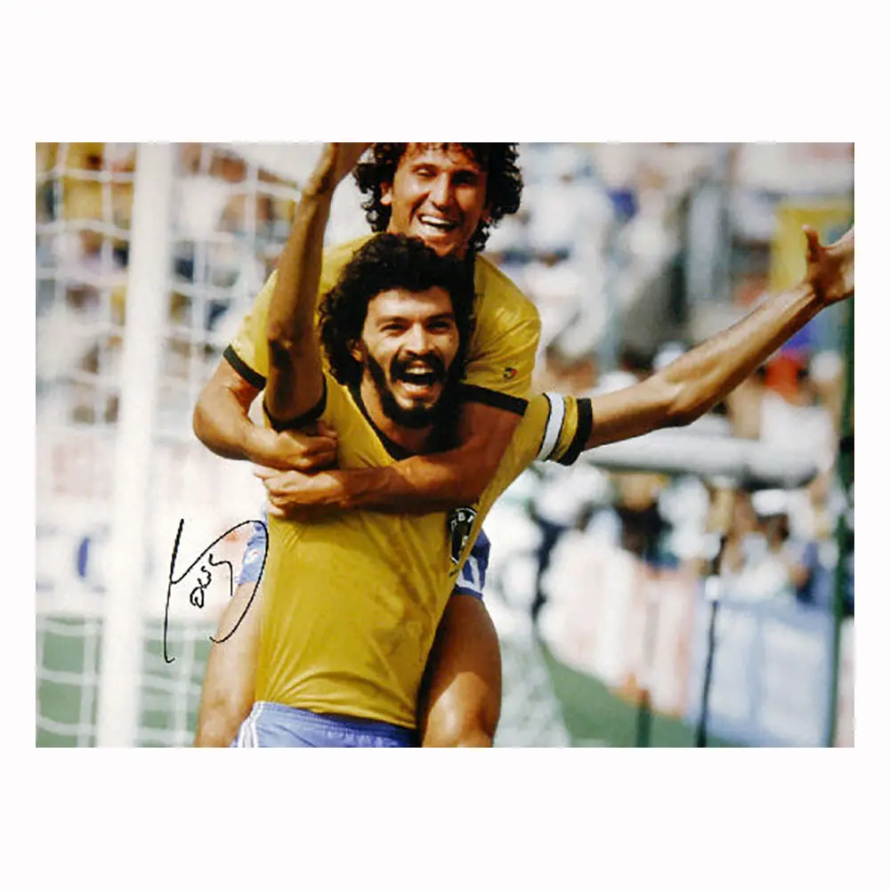 Zico & Socrates signed 1982 World Cup photo