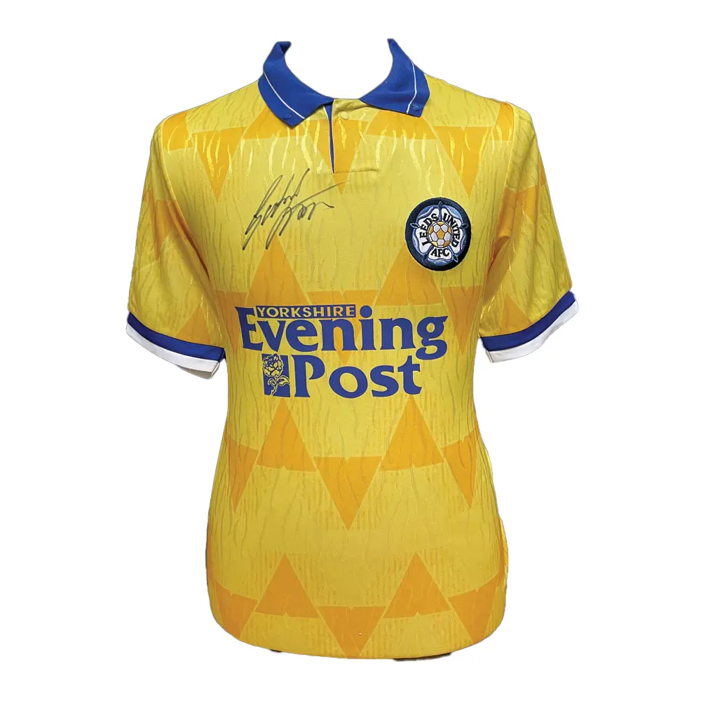 Gordon Strachan signed Leeds United 1992 away shirt