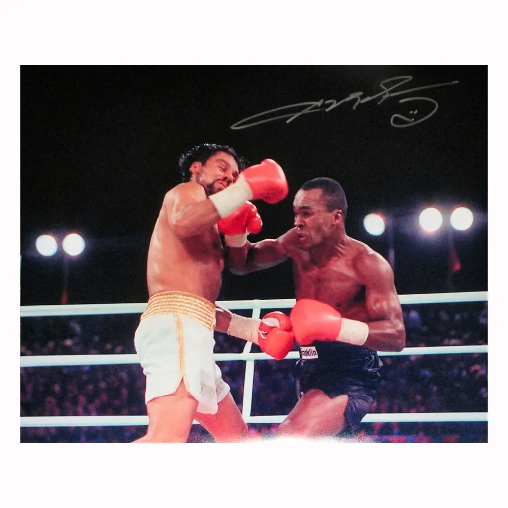 Sugar Ray Leonard signed 16x20 photo vs Roberto Duran