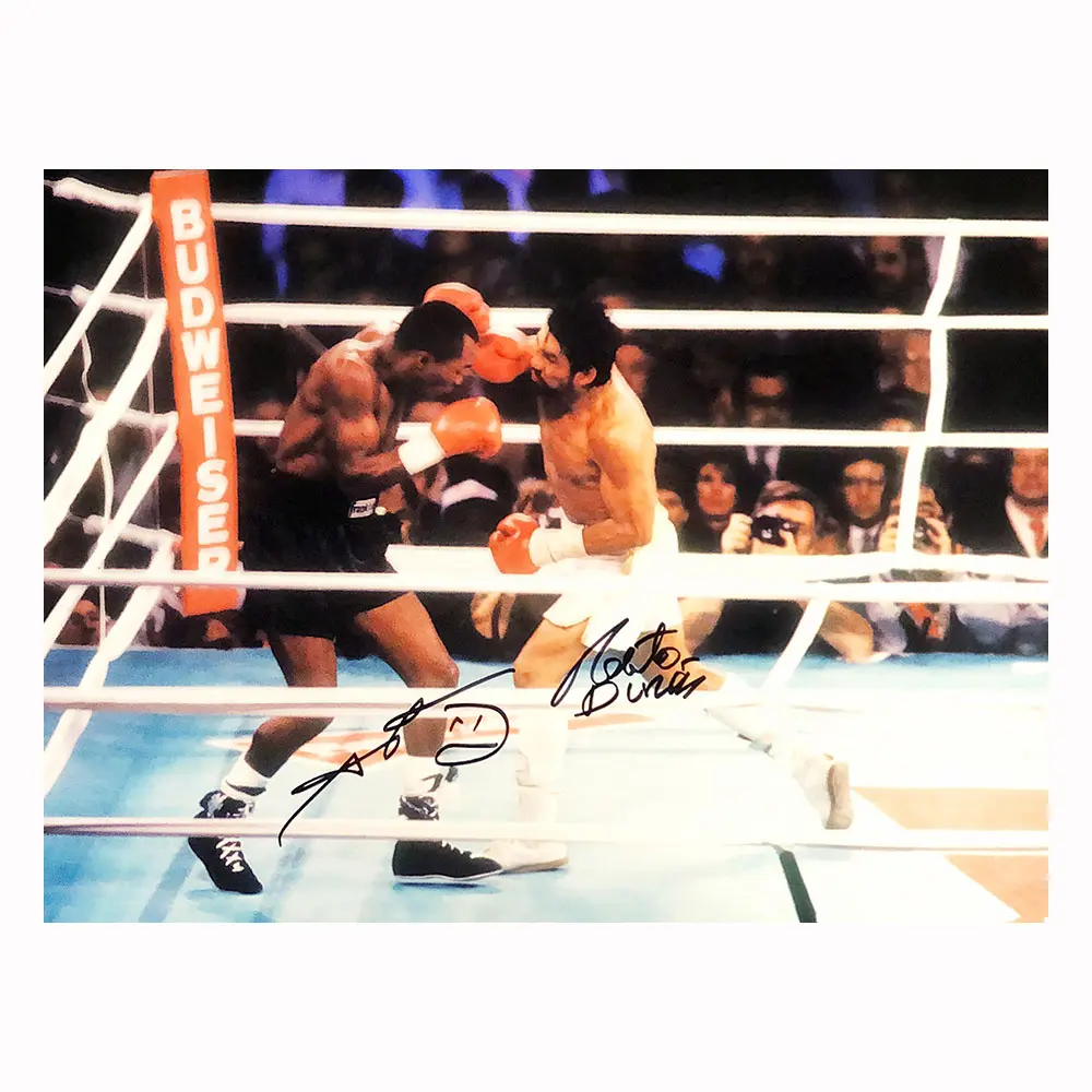 Sugar Ray Leonard & Roberto Duran dual signed photo