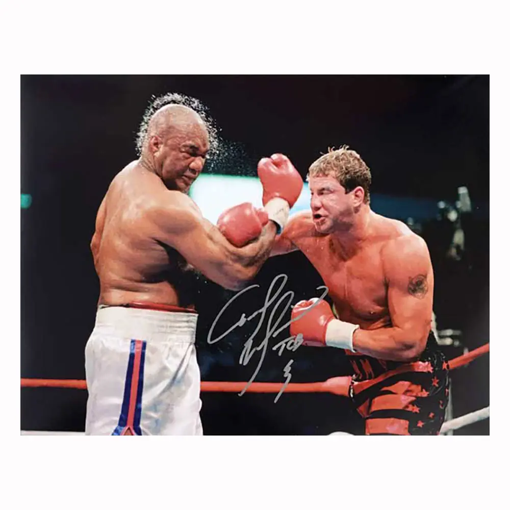 Tommy Morrison signed 16x12 photo vs George Foreman