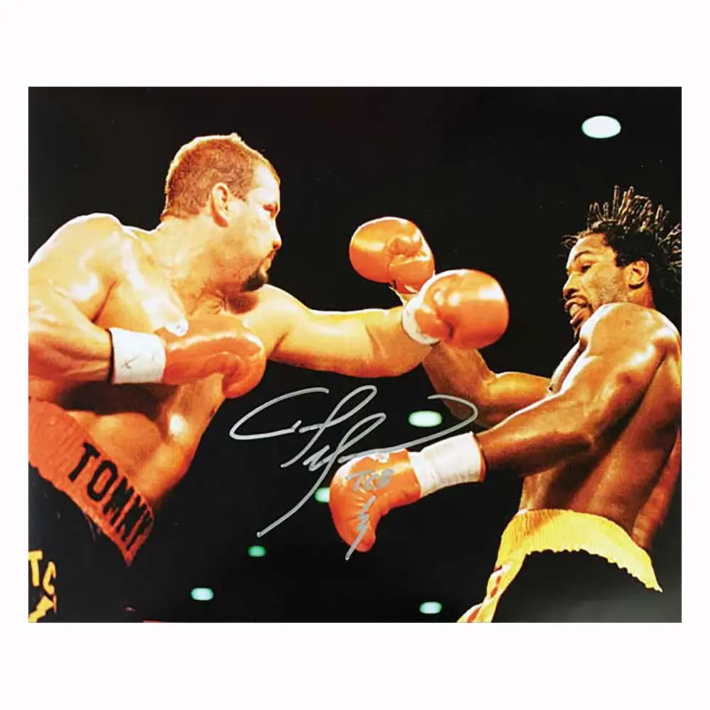 Tommy Morrison signed 16x12 photo vs Lennox Lewis