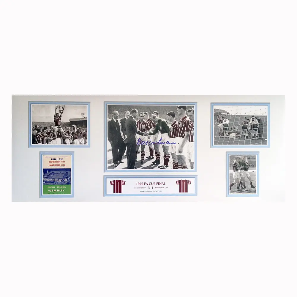 Bert Trautmann signed Manchester City 1956 FA Cup Winners storyboard.